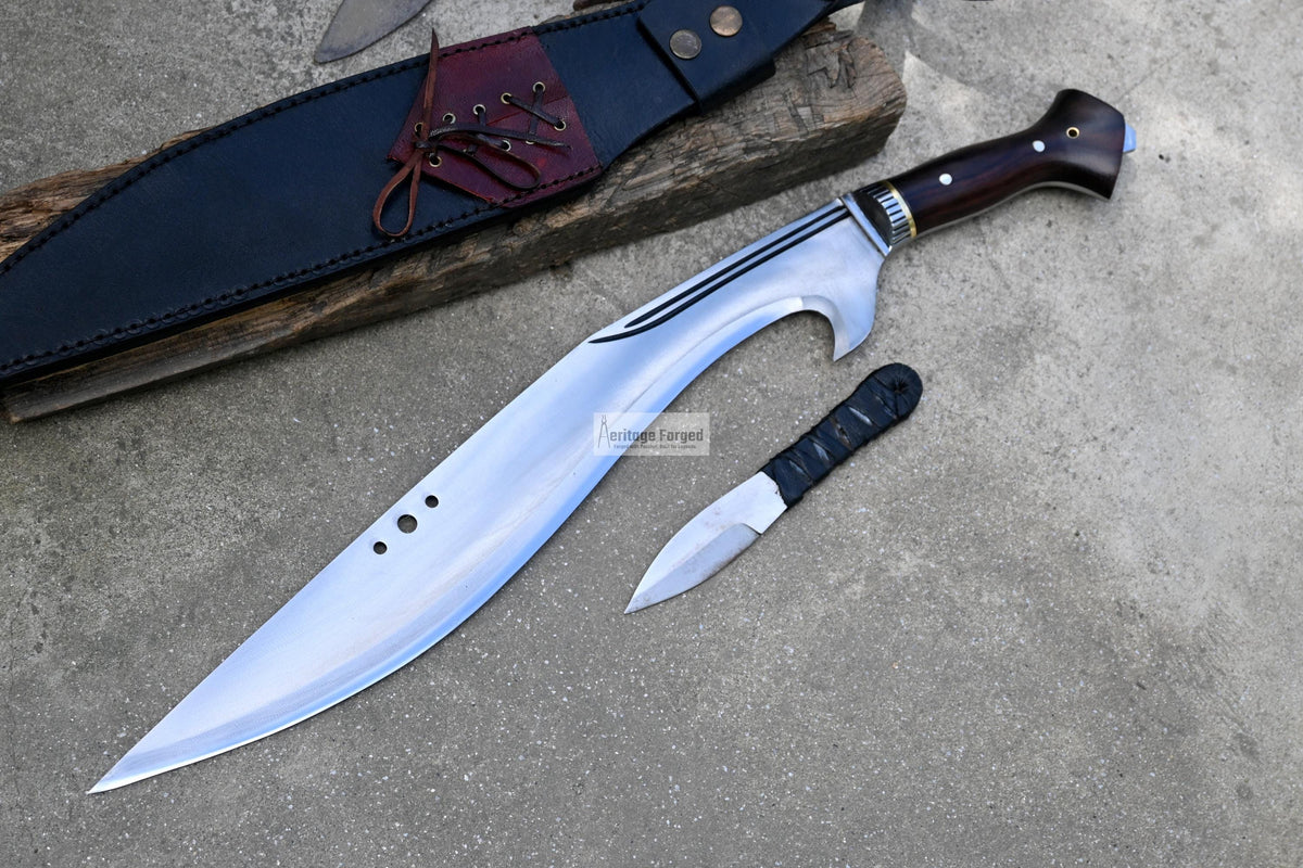 KUKRI MACHETE / Large Jungle Machete/ 18 inches Long Blade Heavy duties khukuri / Full tang/ Leaf spring of truck/ Tempered/Sharpen/Working