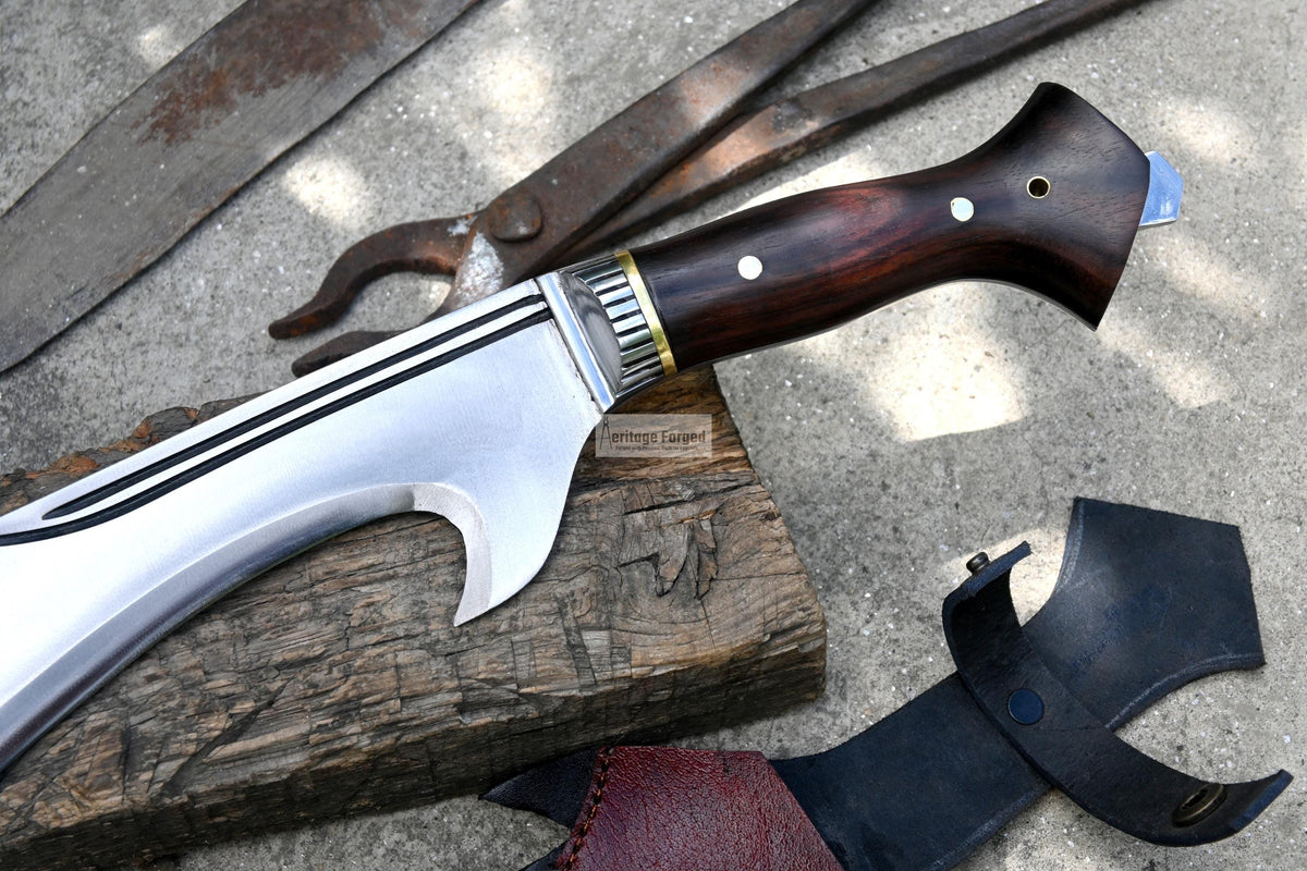 KUKRI MACHETE / Large Jungle Machete/ 18 inches Long Blade Heavy duties khukuri / Full tang/ Leaf spring of truck/ Tempered/Sharpen/Working