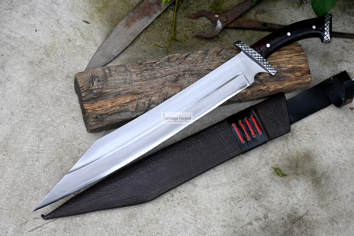 SEAX MACHETE / Large Seax knife/ 18 inches Long Blade Heavy duties machete/ Full tang/ Leaf spring of truck/ Tempered/Sharpen/Working