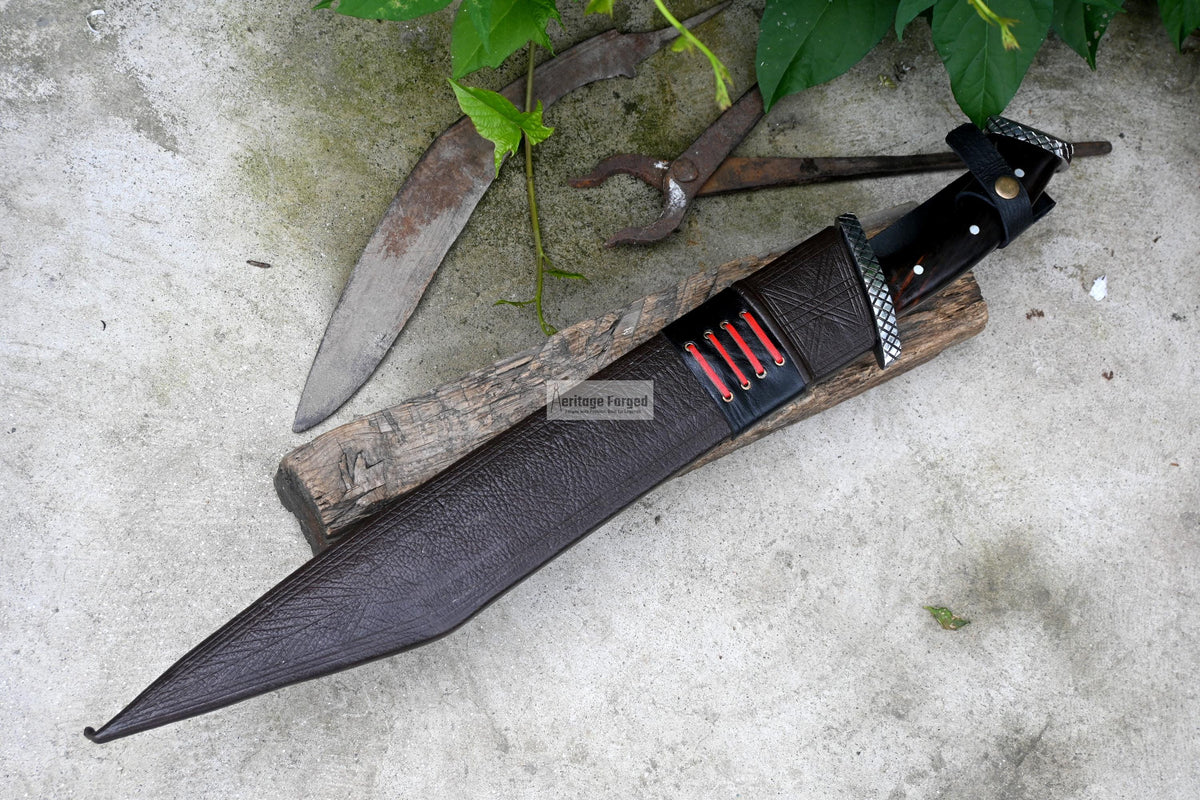 SEAX MACHETE / Large Seax knife/ 18 inches Long Blade Heavy duties machete/ Full tang/ Leaf spring of truck/ Tempered/Sharpen/Working