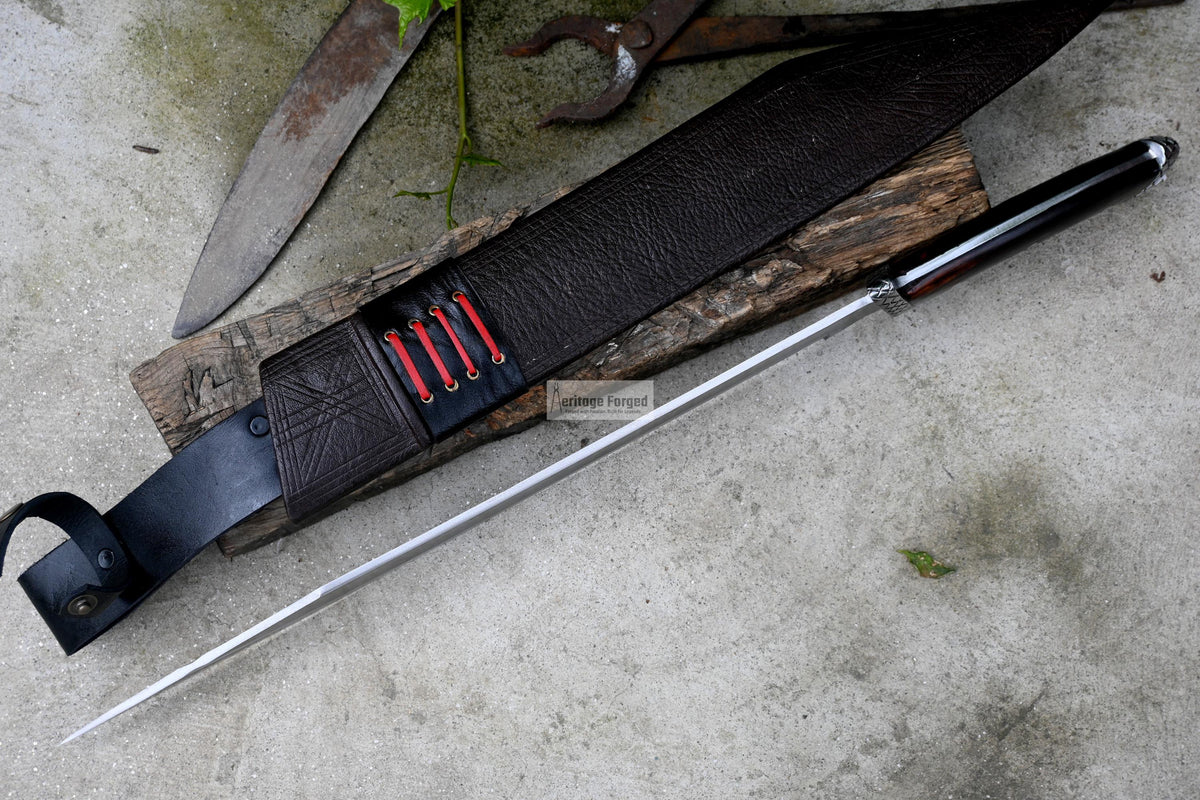 SEAX MACHETE / Large Seax knife/ 18 inches Long Blade Heavy duties machete/ Full tang/ Leaf spring of truck/ Tempered/Sharpen/Working