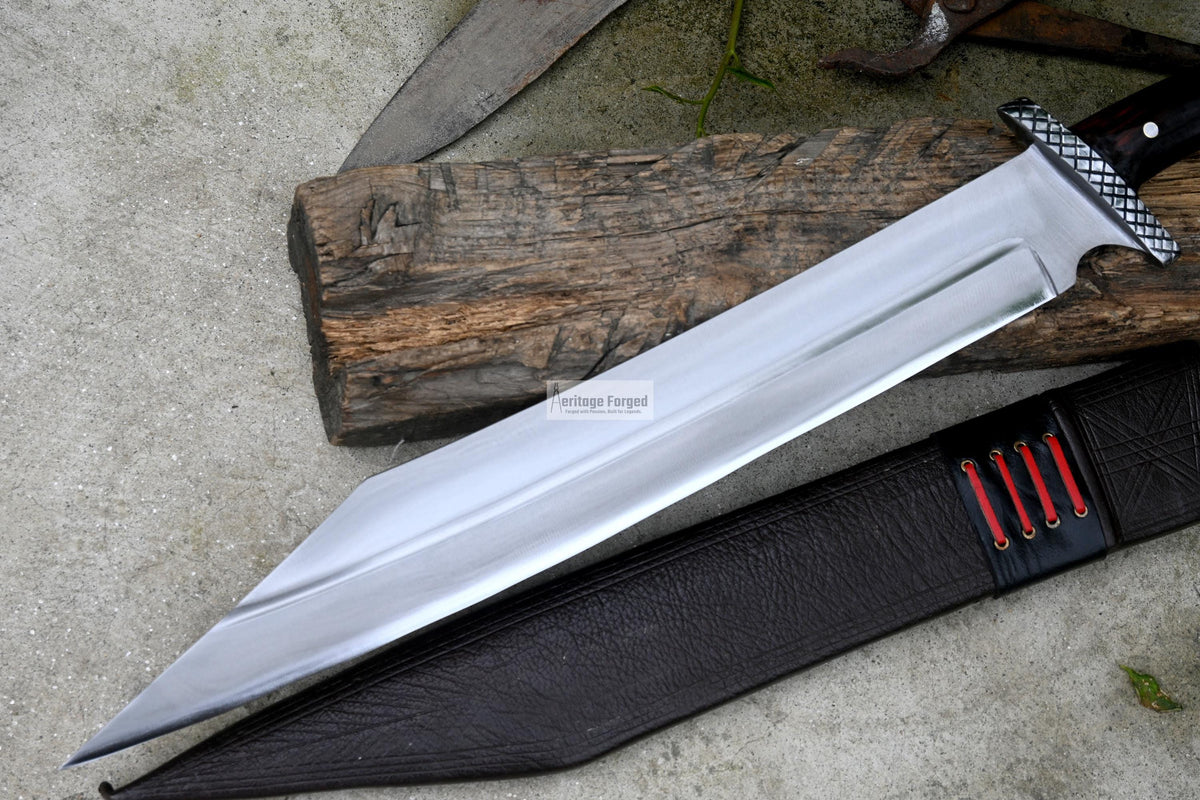 SEAX MACHETE / Large Seax knife/ 18 inches Long Blade Heavy duties machete/ Full tang/ Leaf spring of truck/ Tempered/Sharpen/Working