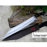 SEAX MACHETE / Large Seax knife/ 18 inches Long Blade Heavy duties machete/ Full tang/ Leaf spring of truck/ Tempered/Sharpen/Working