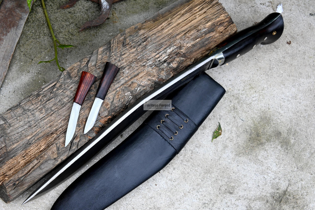 LARGE FARMER KHUKURI / Large kukri Machete/ 15 inches Long Blade Heavy machete/ Full tang/ Leaf spring of truck/ Tempered/Sharpen/Working