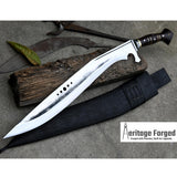 KHUKURI SWORD/ Large kukri Machete/ 21 inches Long Blade Heavy machete/ Full tang/ Leaf spring of truck/ Tempered/Sharpen/Working