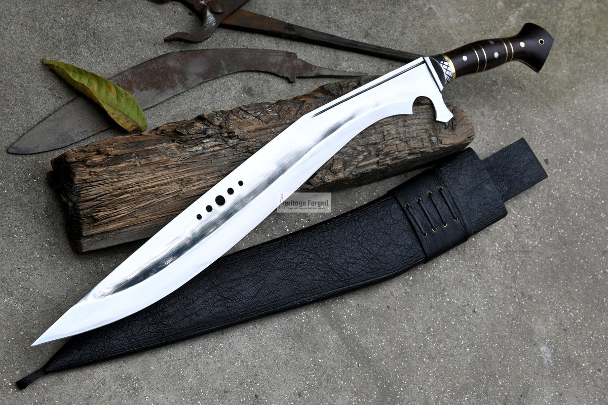 KHUKURI SWORD/ Large kukri Machete/ 21 inches Long Blade Heavy machete/ Full tang/ Leaf spring of truck/ Tempered/Sharpen/Working