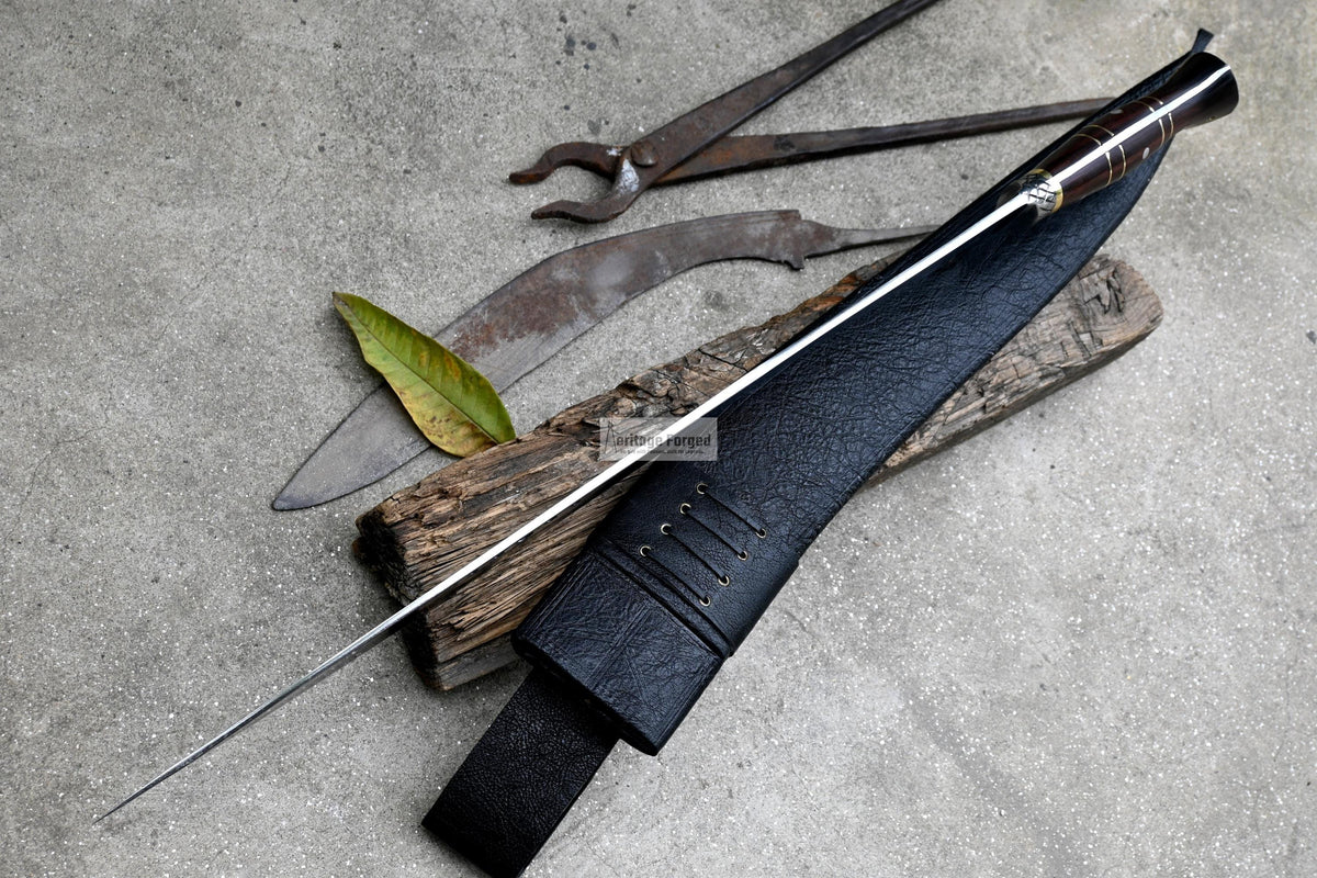 KHUKURI SWORD/ Large kukri Machete/ 21 inches Long Blade Heavy machete/ Full tang/ Leaf spring of truck/ Tempered/Sharpen/Working