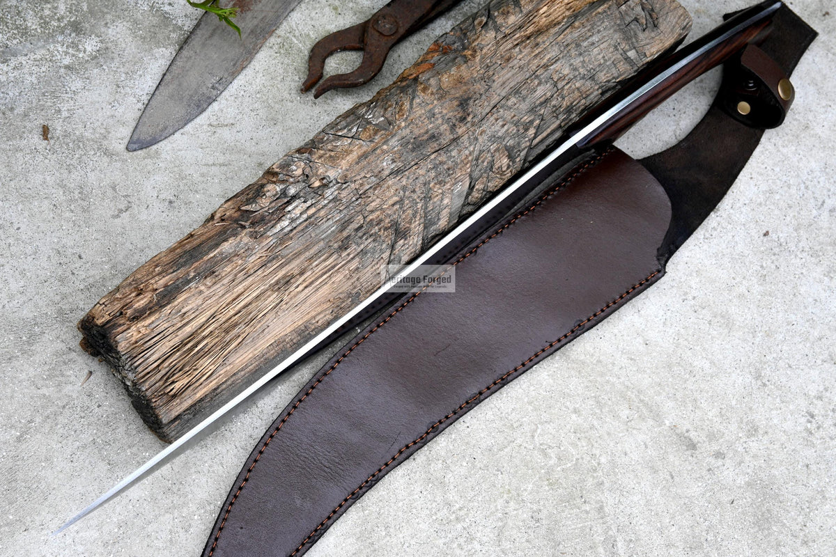 KHOPESH MACHETE/ 16 inches Long Blade hand forged Egyptian  khopesh sword /Leaf spring of truck /Sharpen/Tempered/Ready to use/knife/knives