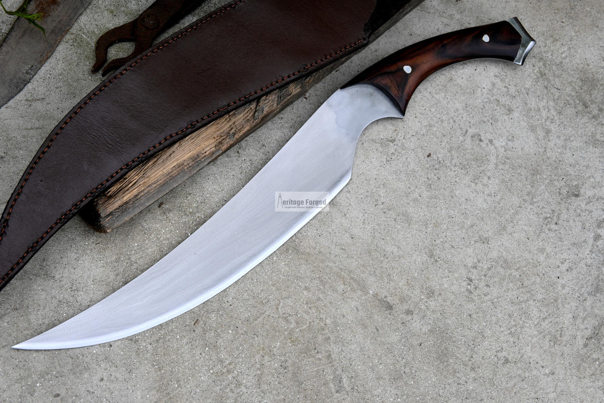 KHOPESH MACHETE/ 16 inches Long Blade hand forged Egyptian  khopesh sword /Leaf spring of truck /Sharpen/Tempered/Ready to use/knife/knives