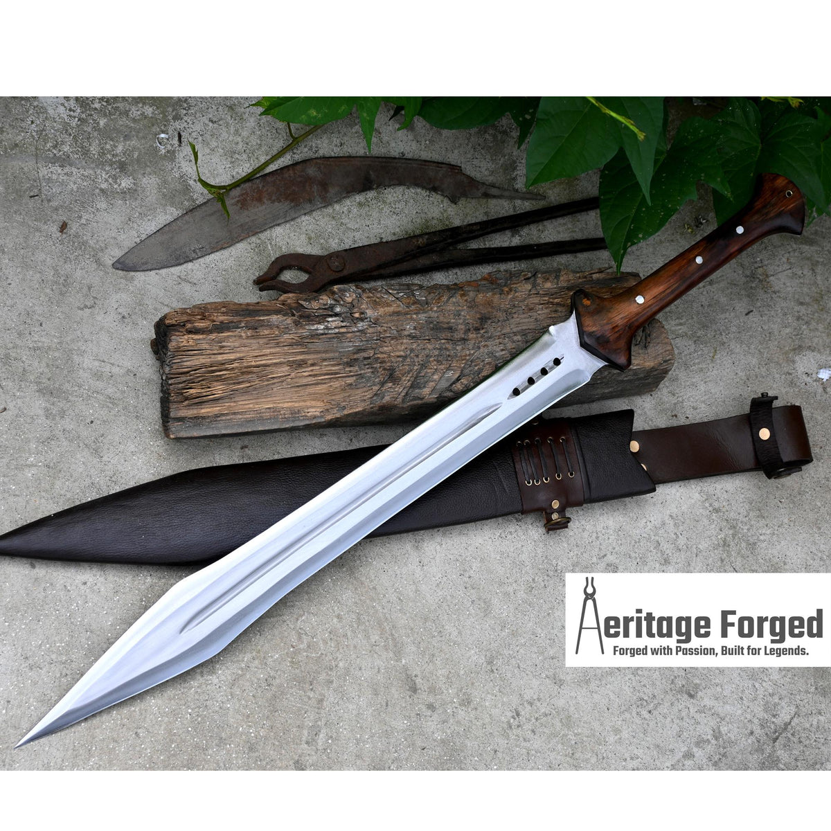 GLADIUS SWORD /21 inches long Blade Hand Forged Sword/ Gladius Machete/Handmade from Leaf spring of Truck-Balance water tempered/Sharp