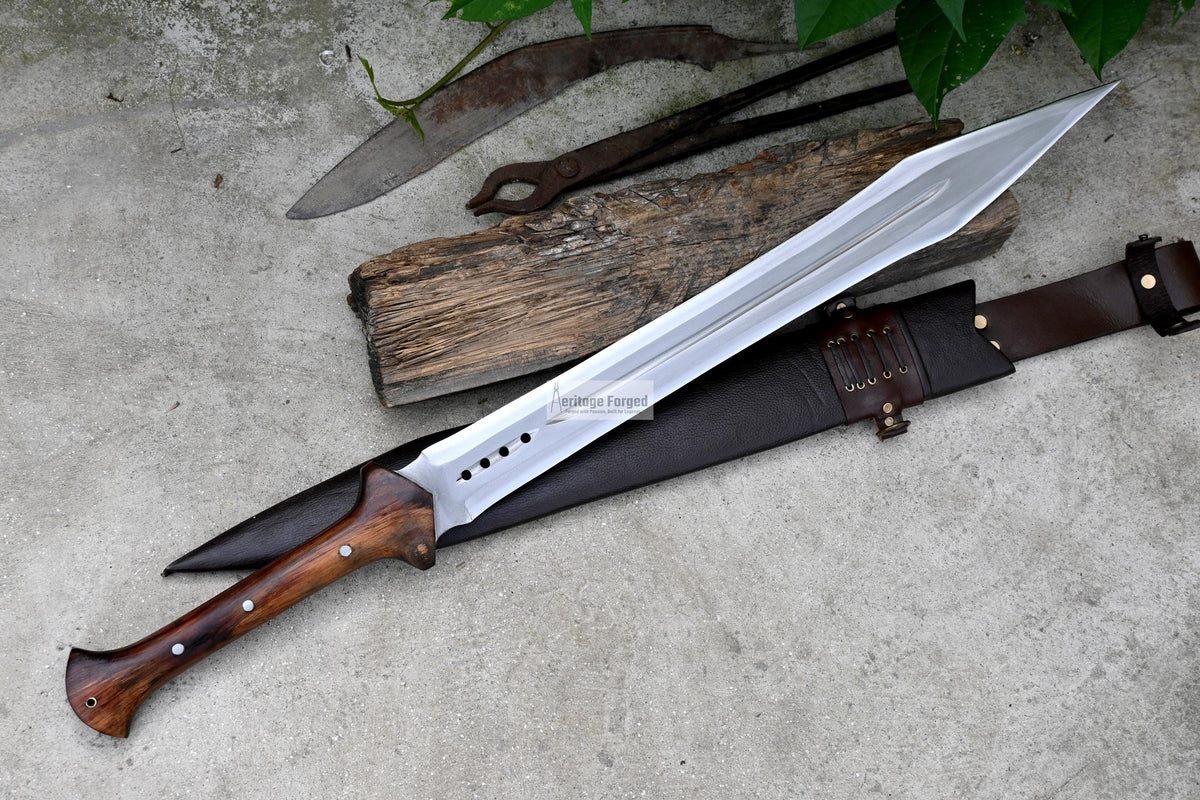 GLADIUS SWORD /21 inches long Blade Hand Forged Sword/ Gladius Machete/Handmade from Leaf spring of Truck-Balance water tempered/Sharp