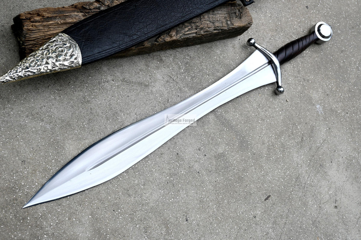 VIKING SWORD/24 inches Long Blade hand forged Sword/Leaf spring of truck/Rosewood Handle/Sharpen/Tempered/Ready to use/knife/knives