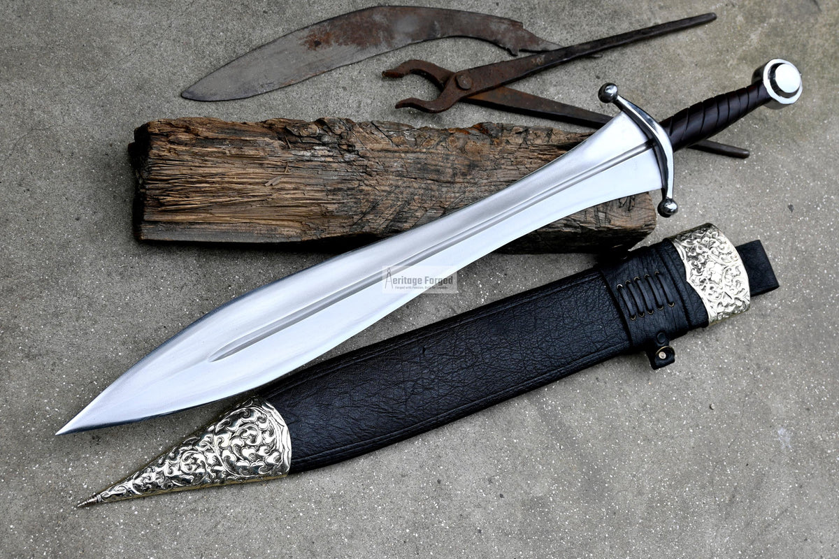 VIKING SWORD/24 inches Long Blade hand forged Sword/Leaf spring of truck/Rosewood Handle/Sharpen/Tempered/Ready to use/knife/knives