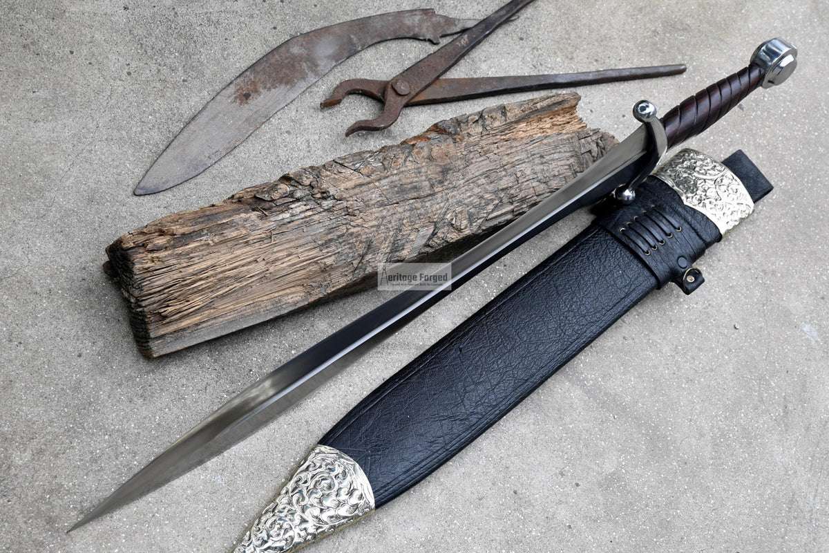 VIKING SWORD/24 inches Long Blade hand forged Sword/Leaf spring of truck/Rosewood Handle/Sharpen/Tempered/Ready to use/knife/knives