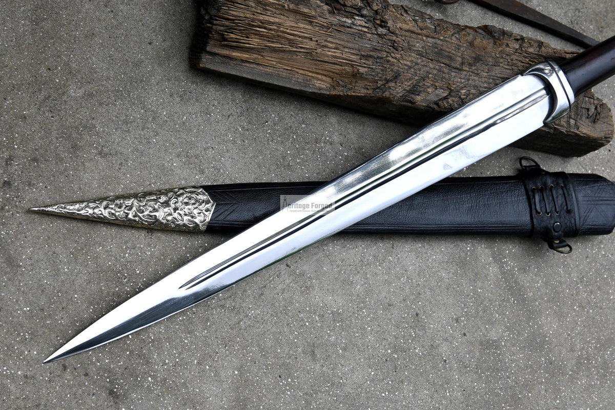 DIRK SWORD/22 inches Long Blade hand forged Sword/Leaf spring of truck/Rosewood Handle/Sharpen/Tempered/Ready to use/knife/knives