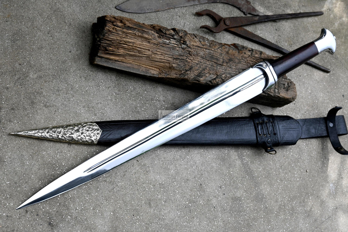 DIRK SWORD/22 inches Long Blade hand forged Sword/Leaf spring of truck/Rosewood Handle/Sharpen/Tempered/Ready to use/knife/knives