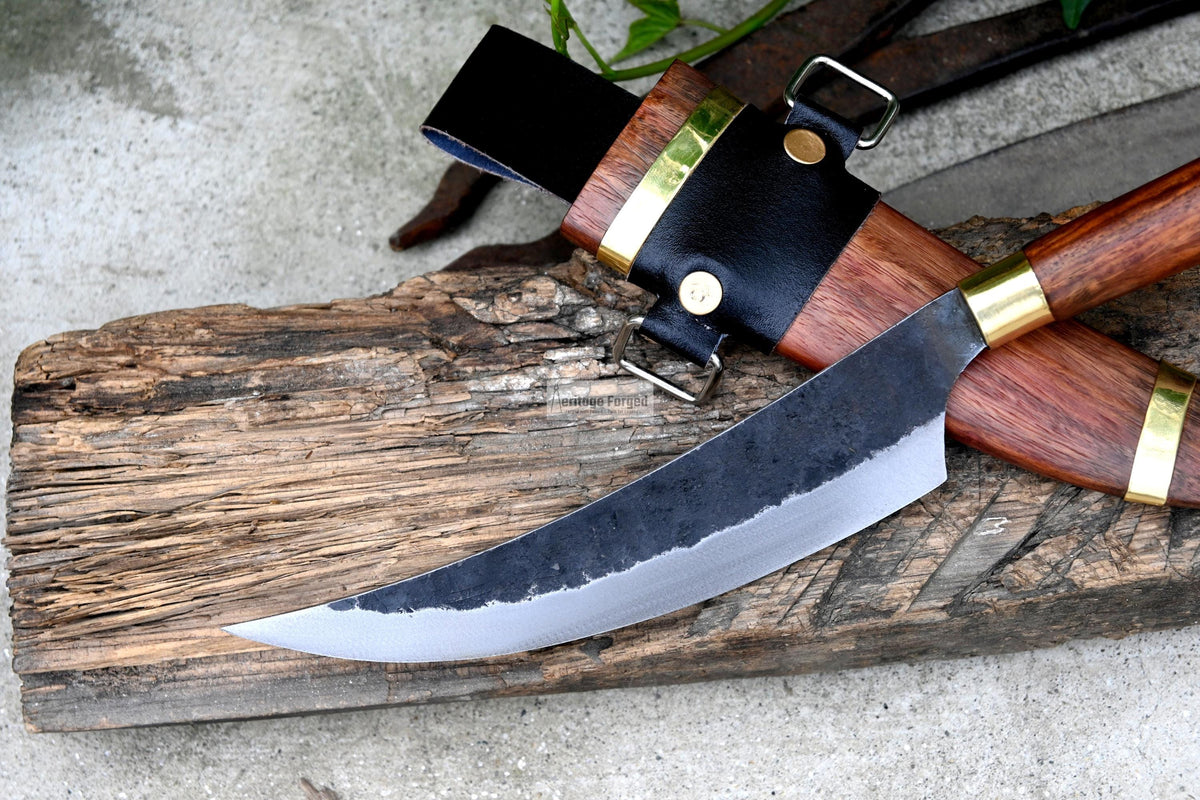 BUSHCRAFT KNIFE/Handmade hunting knife/camping knife/hand forged knife/full tang/wooden scabbard/sharpen/Tempered/Ready to use/working knife