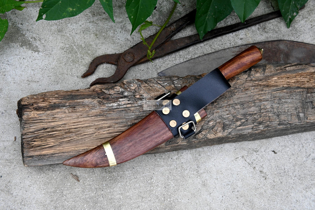 BUSHCRAFT KNIFE/Handmade hunting knife/camping knife/hand forged knife/full tang/wooden scabbard/sharpen/Tempered/Ready to use/working knife