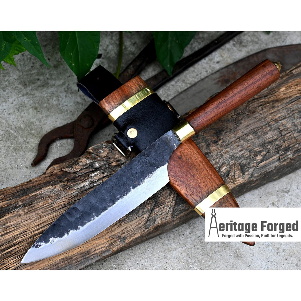 BUSHCRAFT KNIFE/Handmade kitchen knife/camping knife/hand forged knife/full tang/wooden scabbard/sharpen/Tempered/Ready to use/working knife
