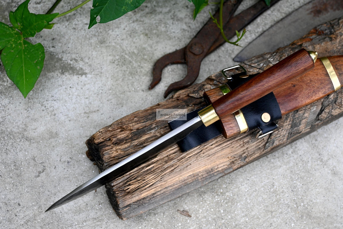 BUSHCRAFT KNIFE/Handmade kitchen knife/camping knife/hand forged knife/full tang/wooden scabbard/sharpen/Tempered/Ready to use/working knife