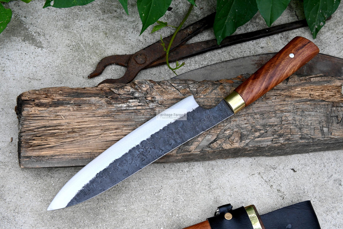 CHEF KNIFE / 10 inches long Blade / Hand forged hunting knife / jungle chef knife / Tempered / Sharpen/ Ready to use