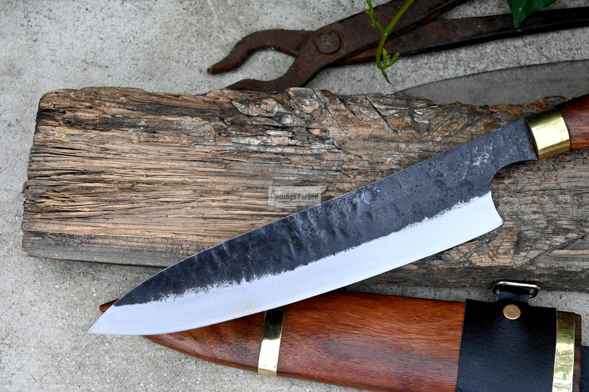 CHEF KNIFE / 10 inches long Blade / Hand forged hunting knife / jungle chef knife / Tempered / Sharpen/ Ready to use