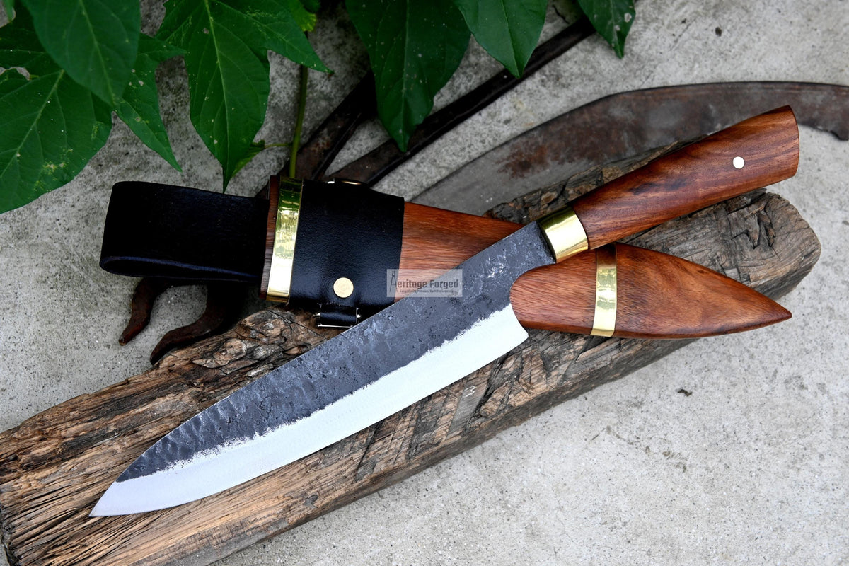 CHEF KNIFE / 10 inches long Blade / Hand forged hunting knife / jungle chef knife / Tempered / Sharpen/ Ready to use