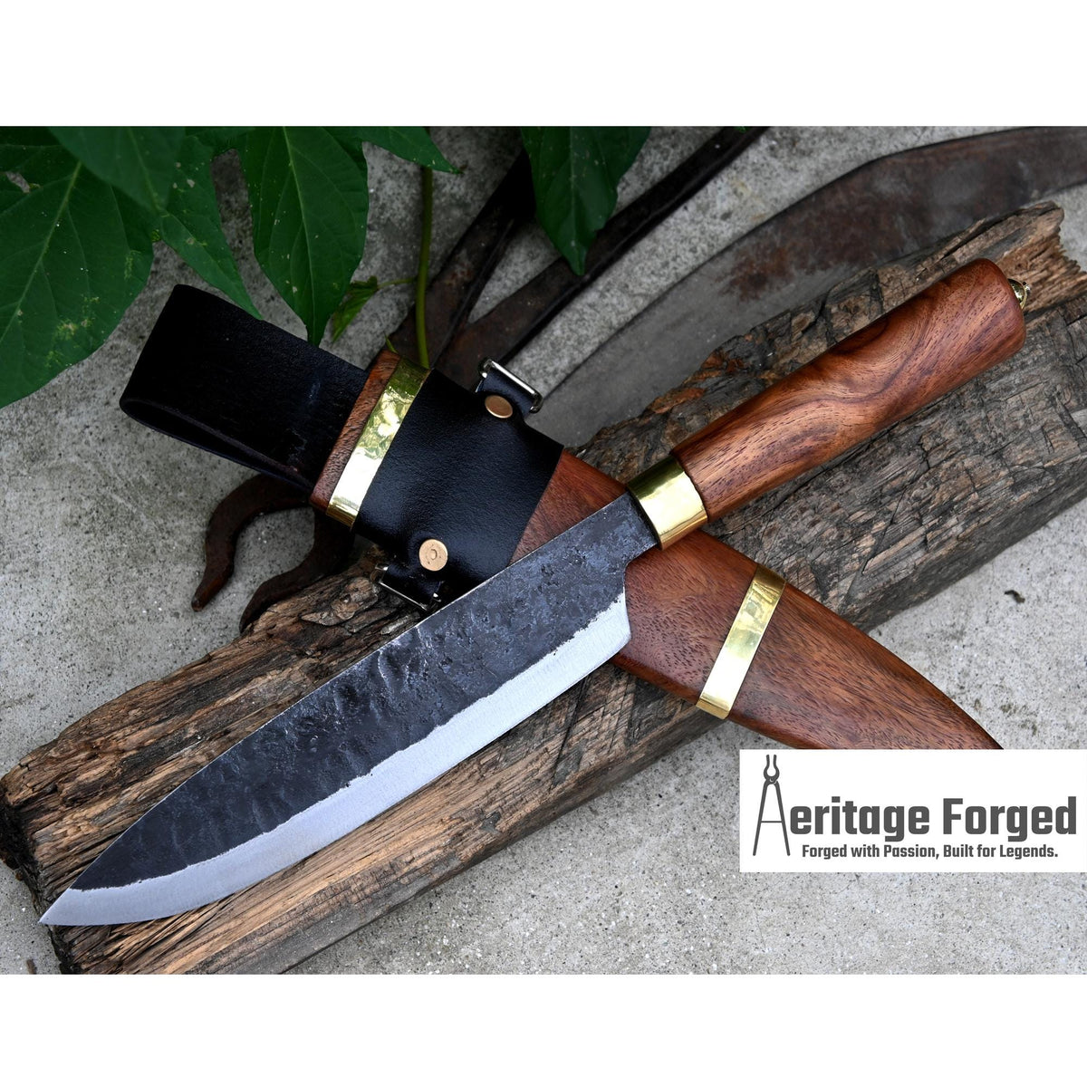 CHEF KNIFE / 9 inches long Blade / Hand forged hunting knife / jungle chef knife / Tempered / Sharpen/ Ready to use