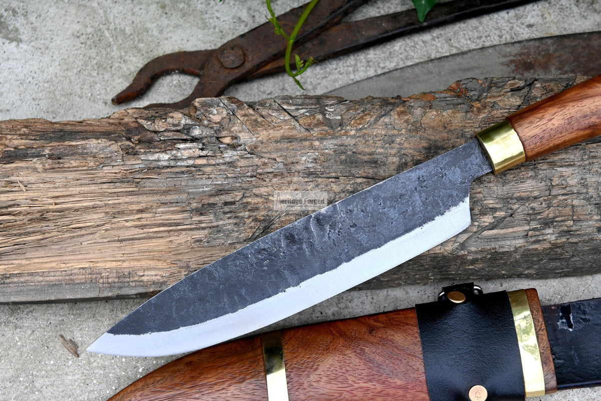 CHEF KNIFE / 9 inches long Blade / Hand forged hunting knife / jungle chef knife / Tempered / Sharpen/ Ready to use