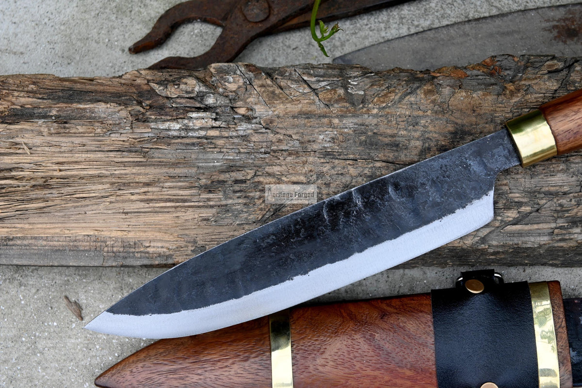 CHEF KNIFE / 9 inches long Blade / Hand forged hunting knife / jungle chef knife / Tempered / Sharpen/ Ready to use
