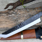 TANTO CHEF KNIFE / 10 inches long Blade / Hand forged hunting knife / jungle chef knife / Tempered / Sharpen/ Ready to use
