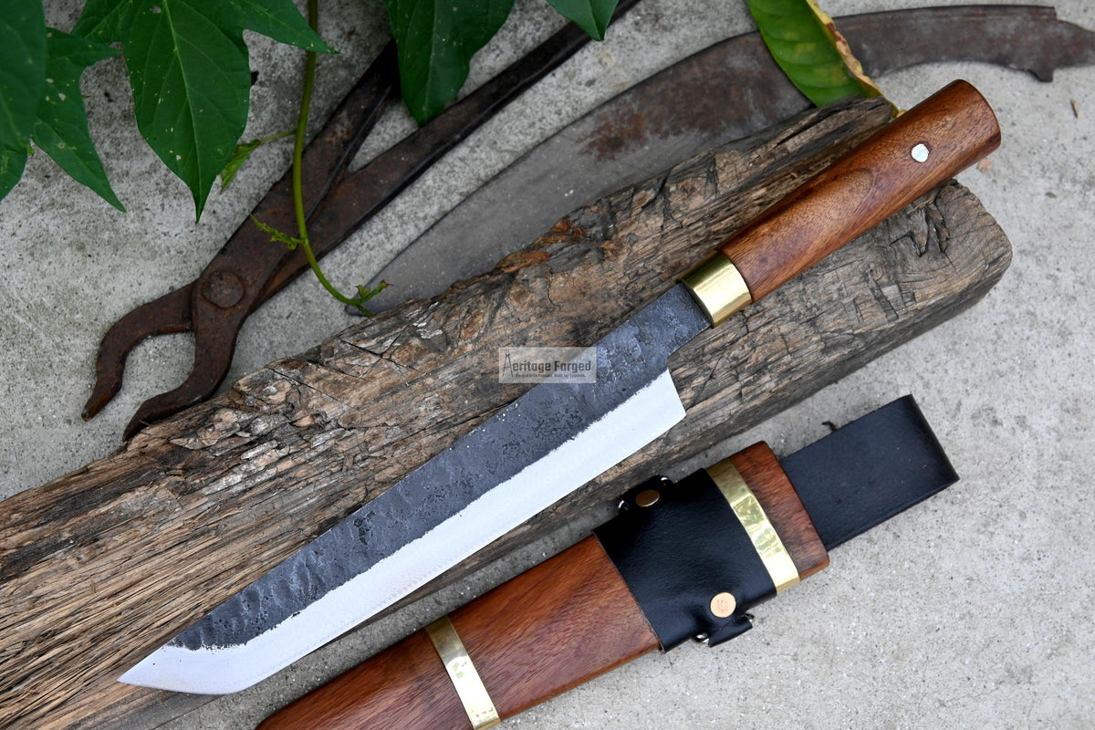 TANTO CHEF KNIFE / 10 inches long Blade / Hand forged hunting knife / jungle chef knife / Tempered / Sharpen/ Ready to use