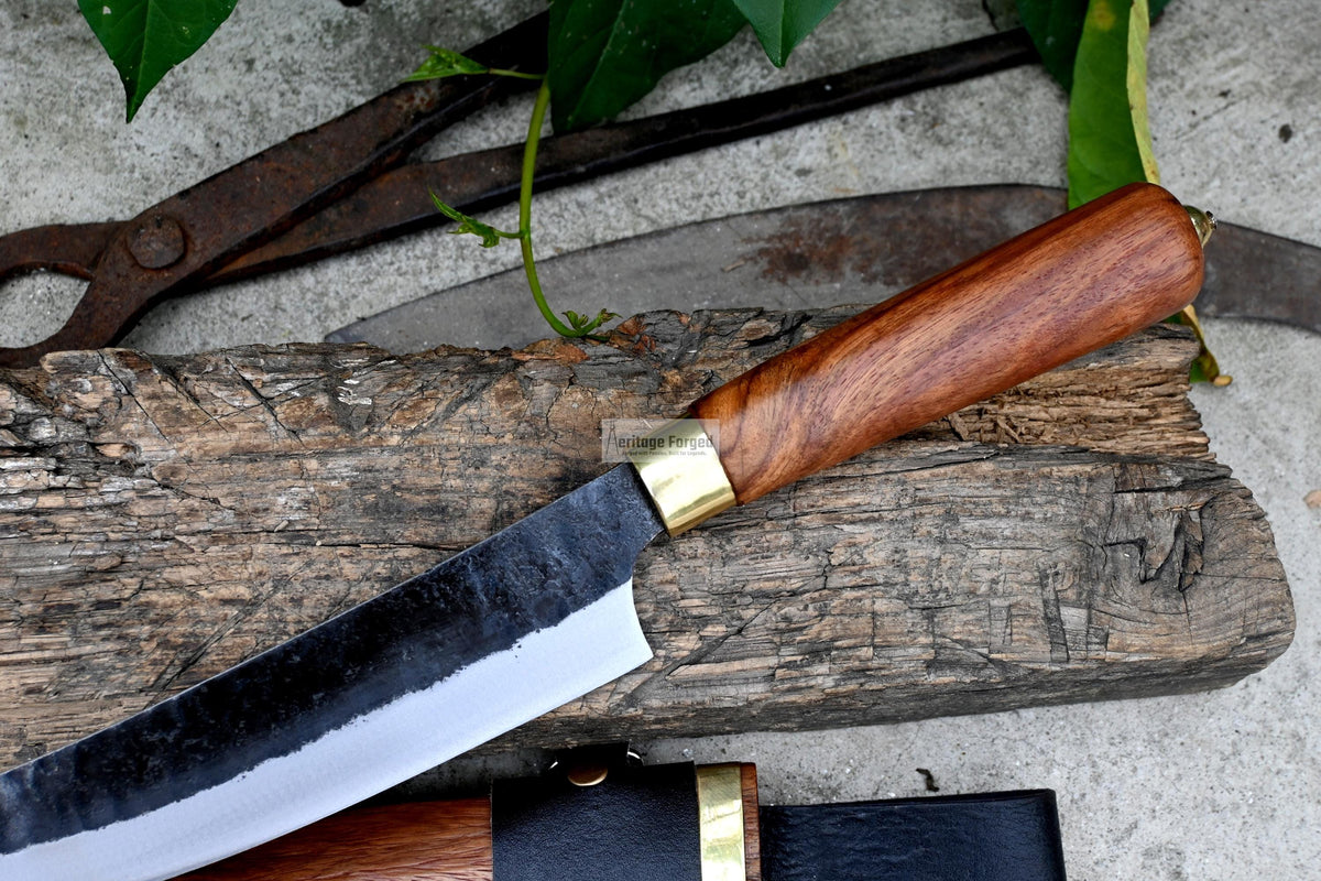 LARGE HUNTING KNIFE / 10 inches long Blade / Hand forged hunting knife / jungle chef knife / Tempered / Sharpen/ Ready to use