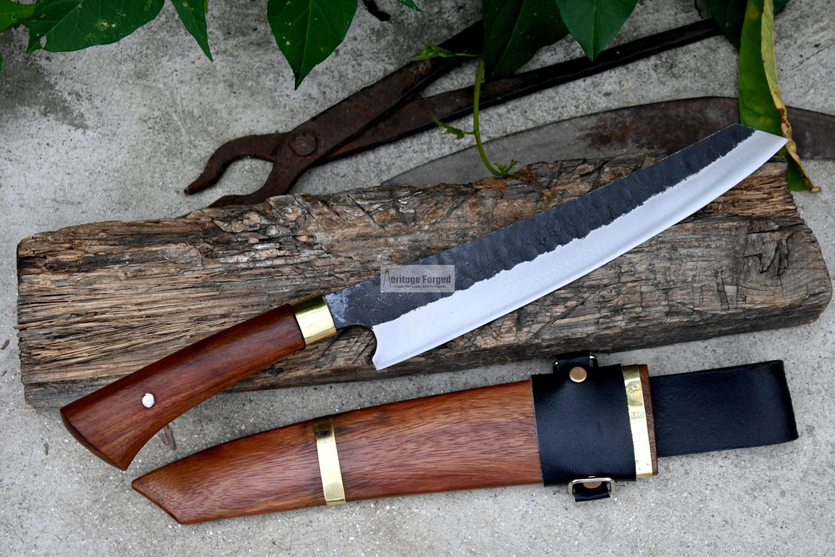 HUNTING CHEF KNIFE / 10 inches long Blade / Hand forged hunting knife / jungle chef knife / Tempered / Sharpen/ Ready to use
