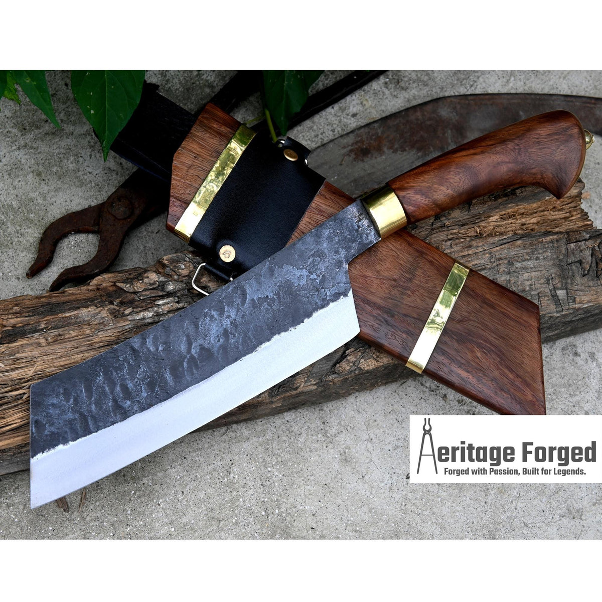 CHEF CLEAVER/ Kitchen Chopper / 10 inches long Blade / Hand forged hunting knife / jungle chef knife / Tempered / Sharpen/ Ready to use