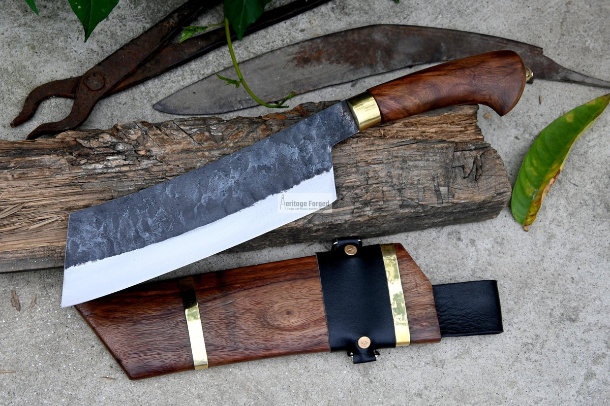 CHEF CLEAVER/ Kitchen Chopper / 10 inches long Blade / Hand forged hunting knife / jungle chef knife / Tempered / Sharpen/ Ready to use