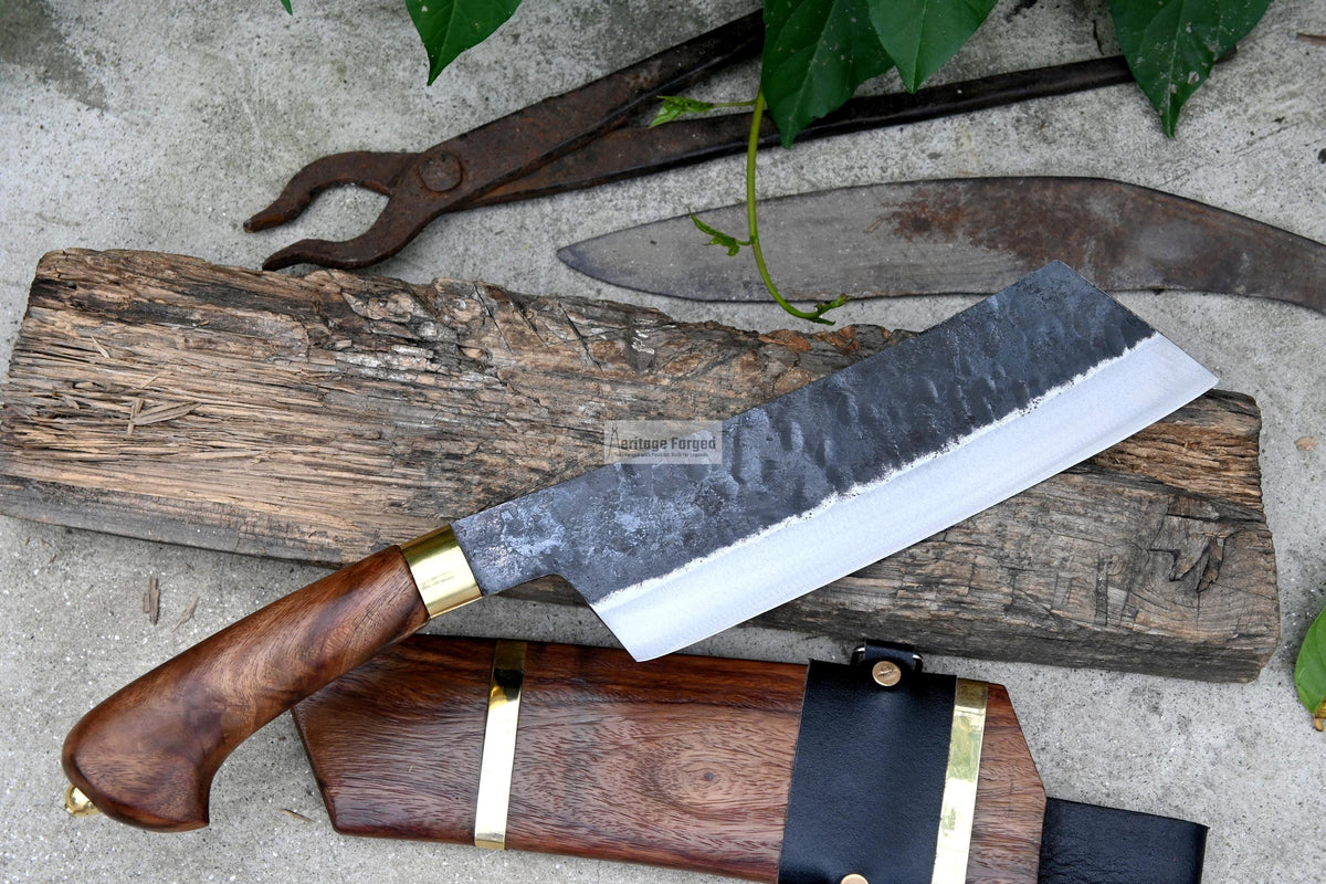 CHEF CLEAVER/ Kitchen Chopper / 10 inches long Blade / Hand forged hunting knife / jungle chef knife / Tempered / Sharpen/ Ready to use