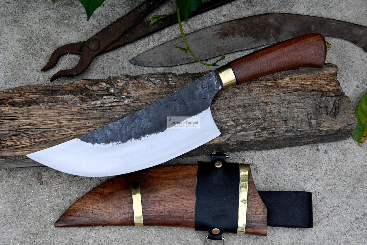 CHEF CLEAVER/ Kitchen Chopper / 10 inches long Blade / Hand forged hunting knife / jungle chef knife / Tempered / Sharpen/ Ready to use