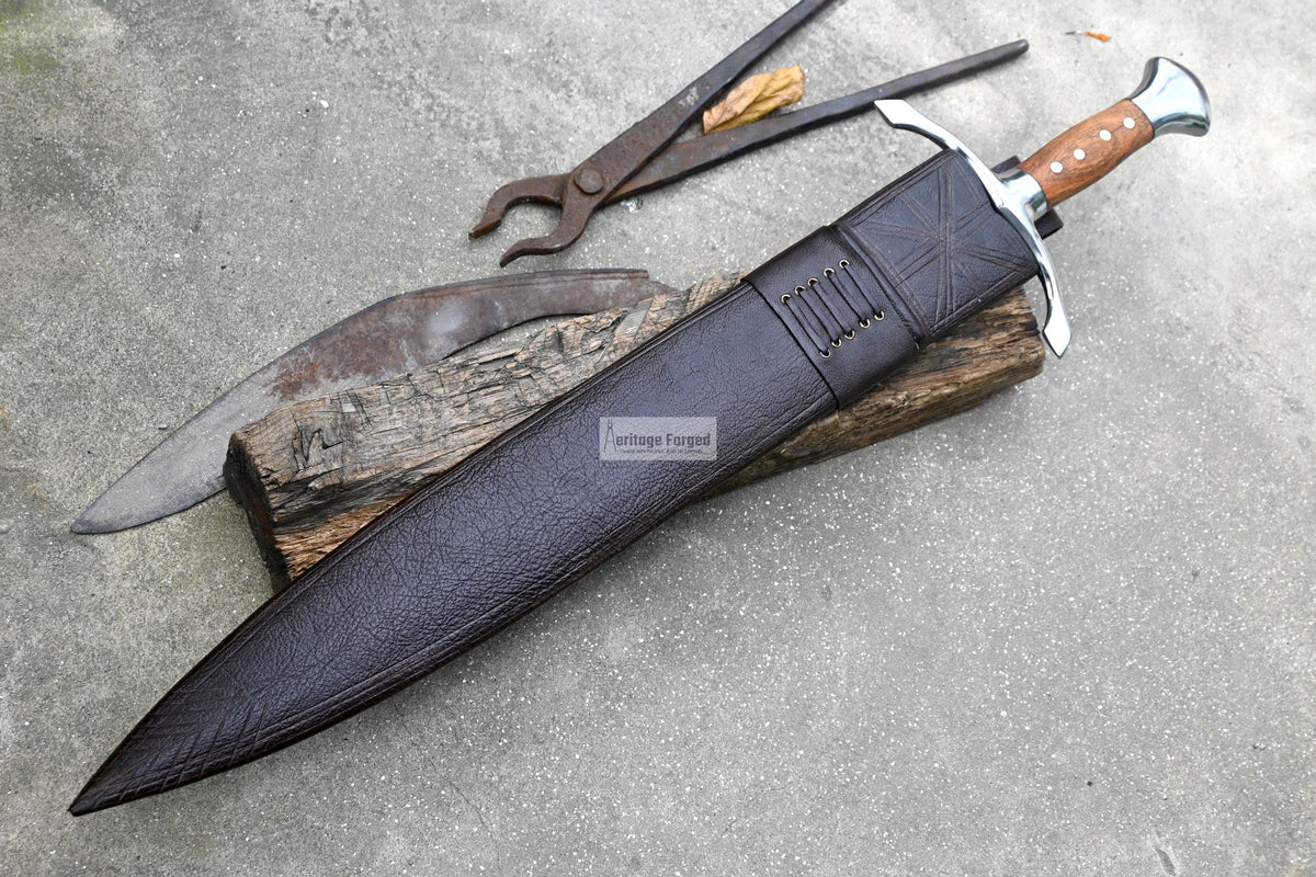 CELTIC LEAF SWORD / 21 inches Long Blade hand forged Sword/Leaf spring of truck/Flower pattern/Sharpen/Tempered/Ready to use/knife/knives