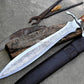 CELTIC LEAF SWORD / 21 inches Long Blade hand forged Sword/Leaf spring of truck/Flower pattern/Sharpen/Tempered/Ready to use/knife/knives