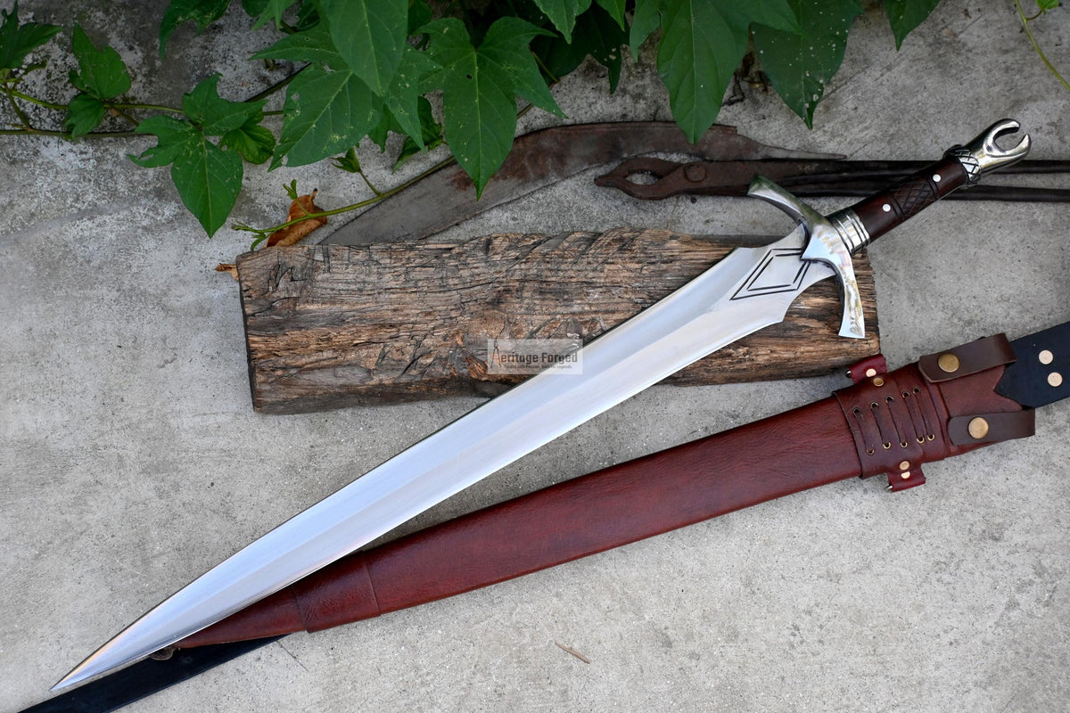 VIKING SWORD/22 inches Long Blade hand forged Sword/Leaf spring of truck/Rosewood Handle/Sharpen/Tempered/Ready to use/knife/knives