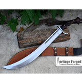 SCIMITAR MACHETE/21 inches Long Blade hand forged Sword/Leaf spring of truck/Rosewood Handle/Sharpen/Tempered/Ready to use/knife/knives