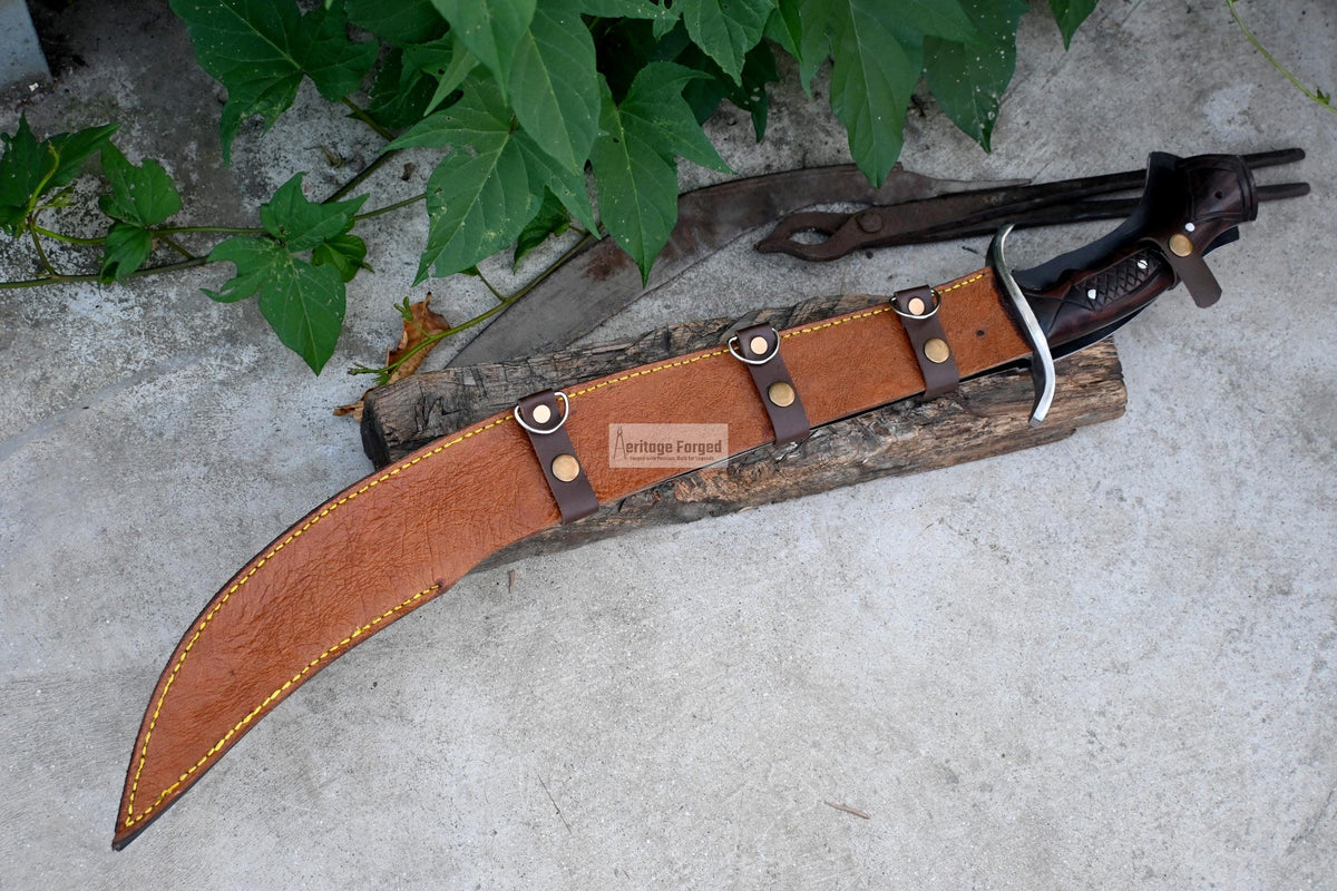 SCIMITAR MACHETE/21 inches Long Blade hand forged Sword/Leaf spring of truck/Rosewood Handle/Sharpen/Tempered/Ready to use/knife/knives
