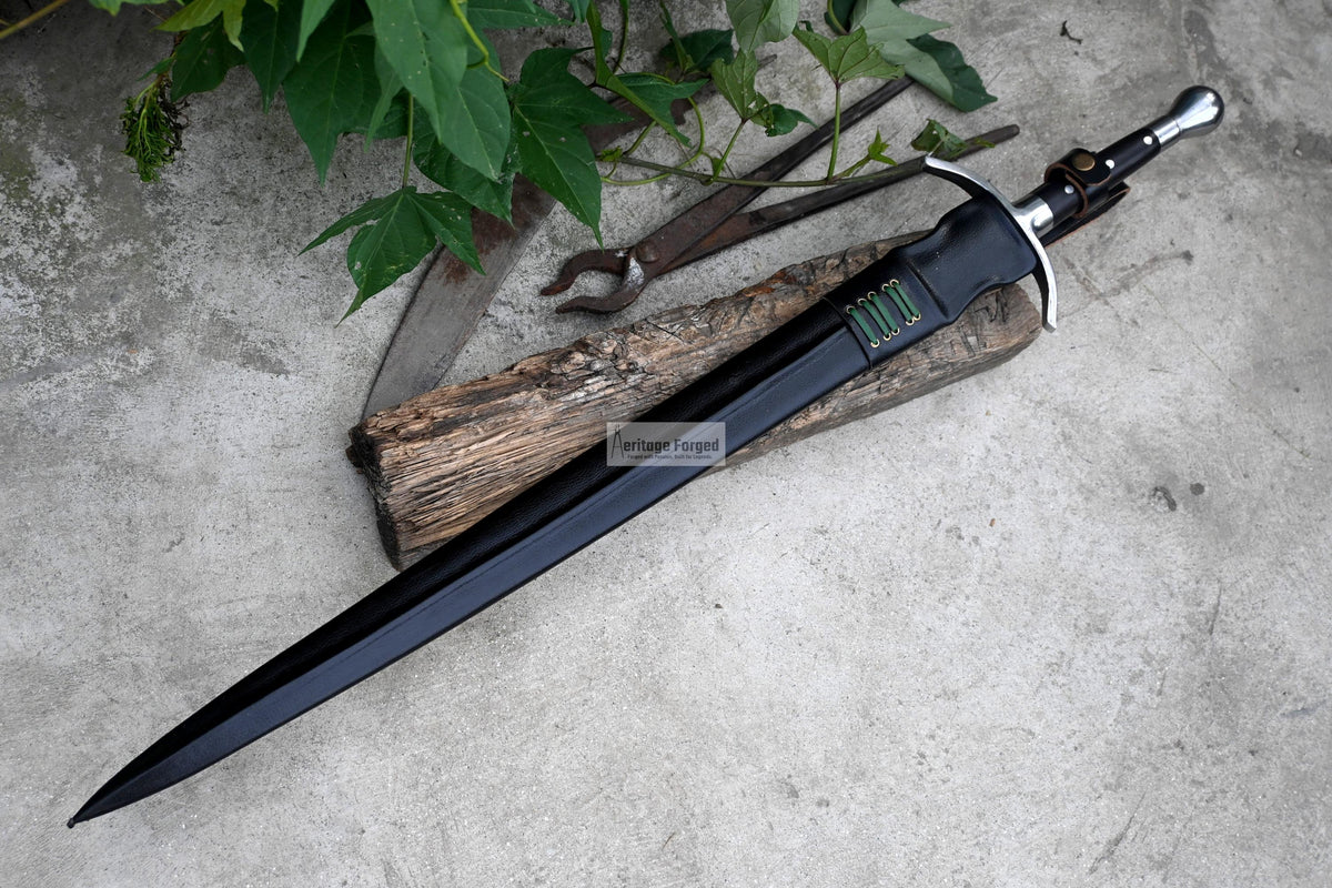 VIKING SWORD/25 inches Long Blade hand forged Sword/Leaf spring of truck/Rosewood Handle/Sharpen/Tempered/Ready to use/knife/knives