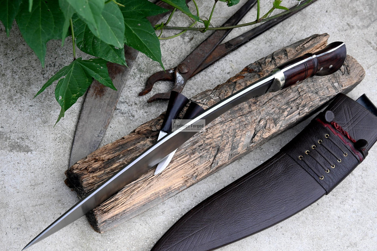HISTORICAL KHUKURI / kukri Machete/ 14 inches Long Blade Heavy duties machete/ Full tang/ Leaf spring of truck/ Tempered/Sharpen/Working
