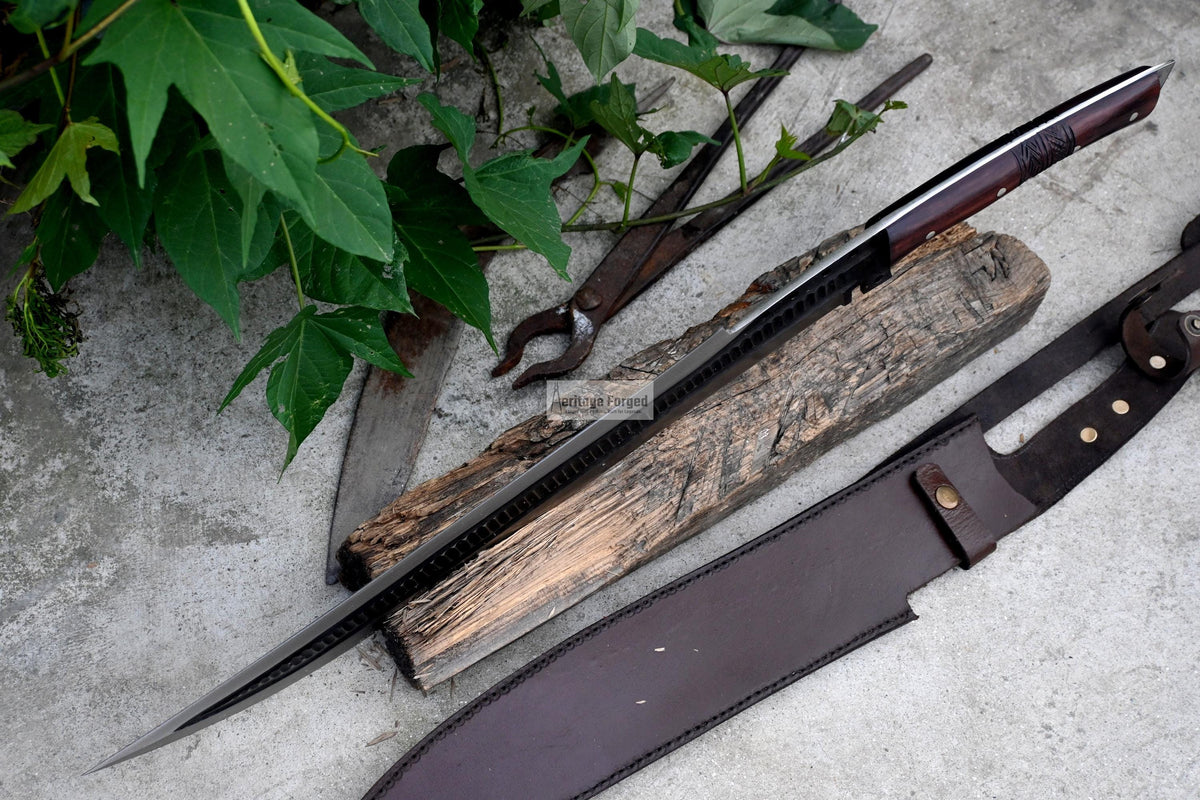 JUNGLE MACHETE / Large Jungle Clever/19 inches Long Blade Heavy duties machete/ Full tang/ Leaf spring of truck/ Tempered/Sharpen/Working