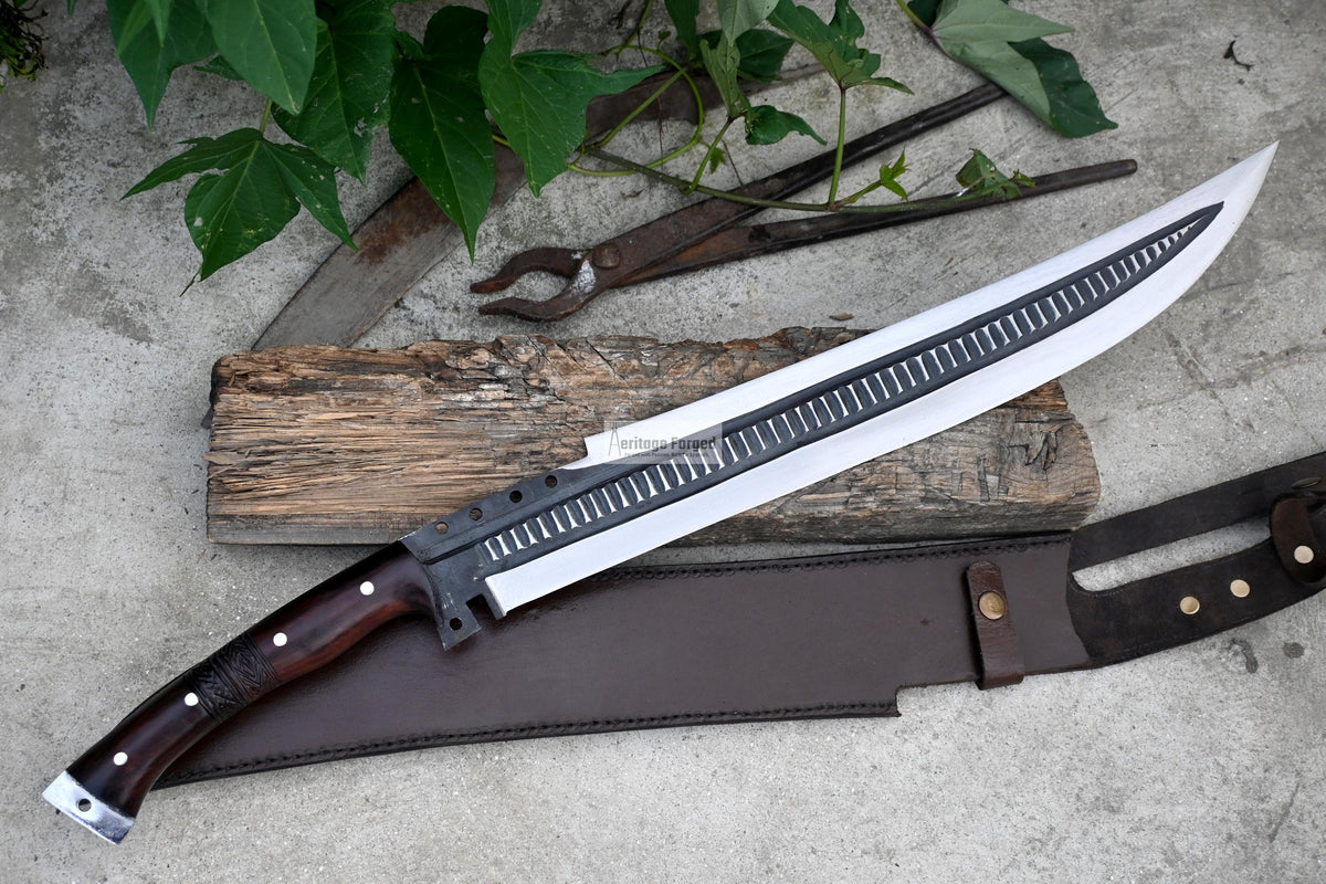 JUNGLE MACHETE / Large Jungle Clever/19 inches Long Blade Heavy duties machete/ Full tang/ Leaf spring of truck/ Tempered/Sharpen/Working