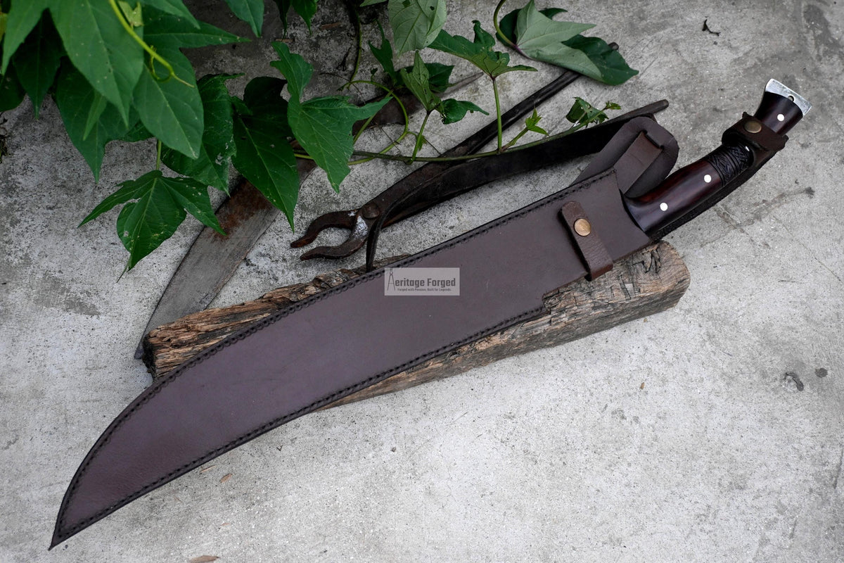 JUNGLE MACHETE / Large Jungle Clever/19 inches Long Blade Heavy duties machete/ Full tang/ Leaf spring of truck/ Tempered/Sharpen/Working