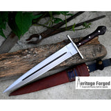 VIKING DAGGER/12 inches Long Blade hand forged Dagger/Leaf spring of truck/Rosewood Handle/Sharpen/Tempered/Ready to use/knife/knives