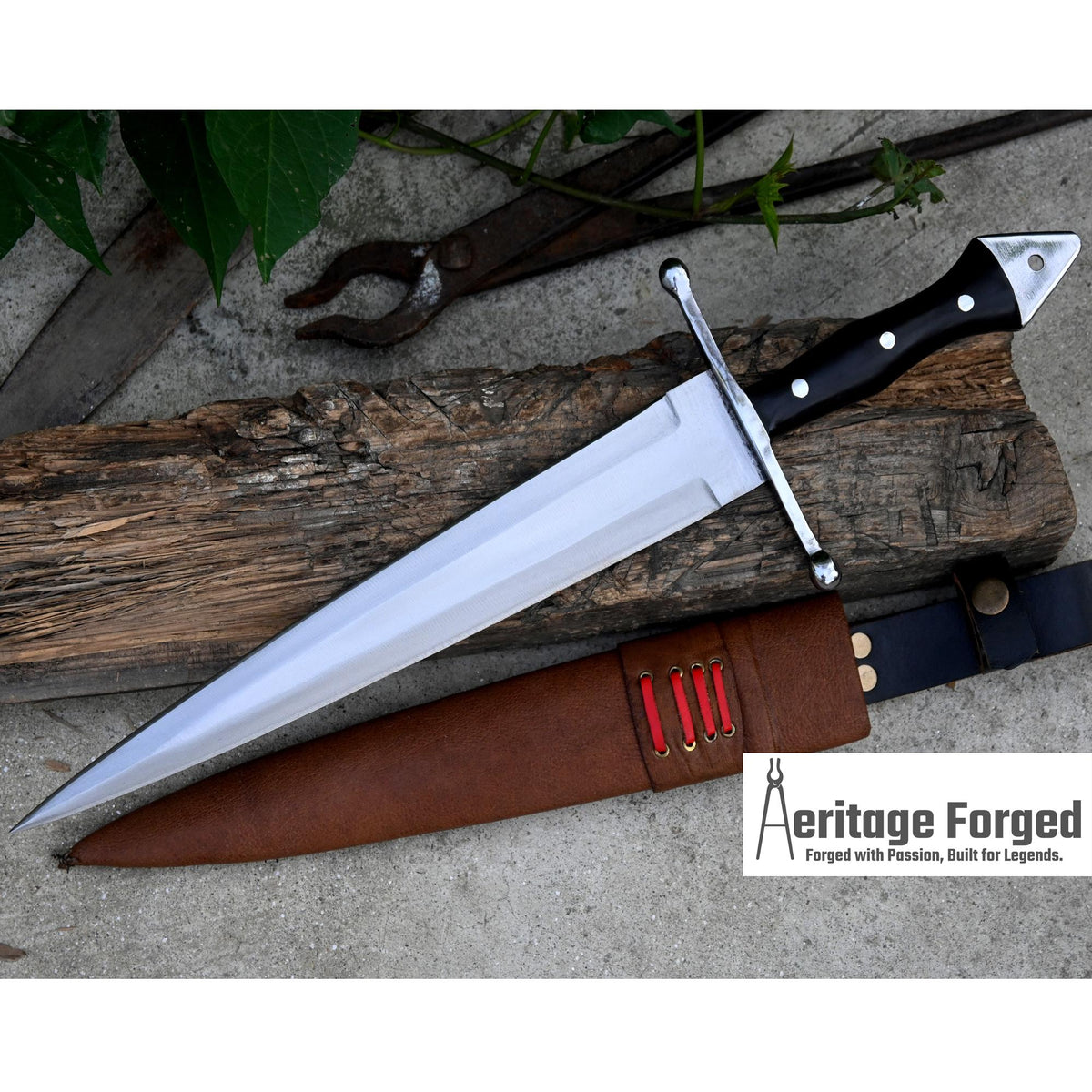 VIKING DAGGER/12 inches Long Blade hand forged Dagger/Leaf spring of truck/Rosewood Handle/Sharpen/Tempered/Ready to use/knife/knives
